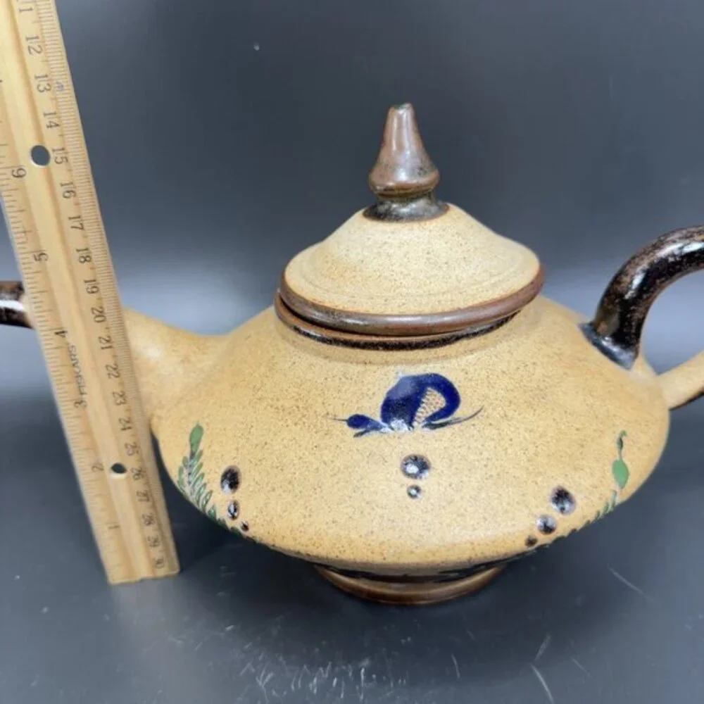 Hand Made Mexico Pottery‎ Tonala Signed Neto Mexico Teapot Carafe Jug Bird Decor